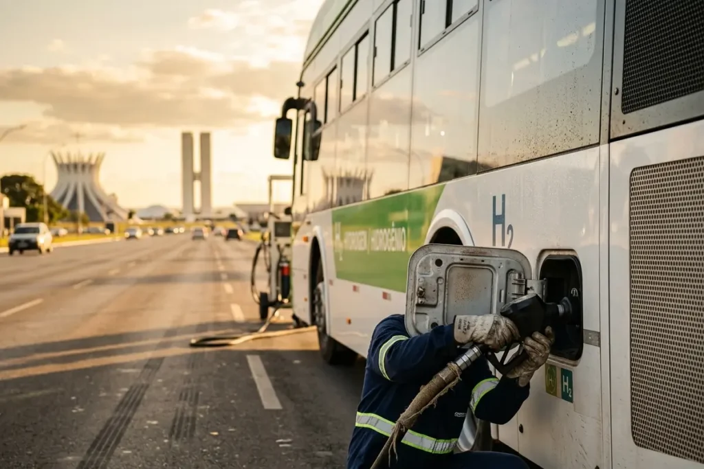 Brasília testa primeiro ônibus movido a hidrogênio verde no Brasil e o que muda no DF