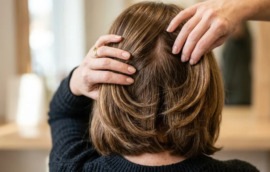 close-up corte em camadas com mãos