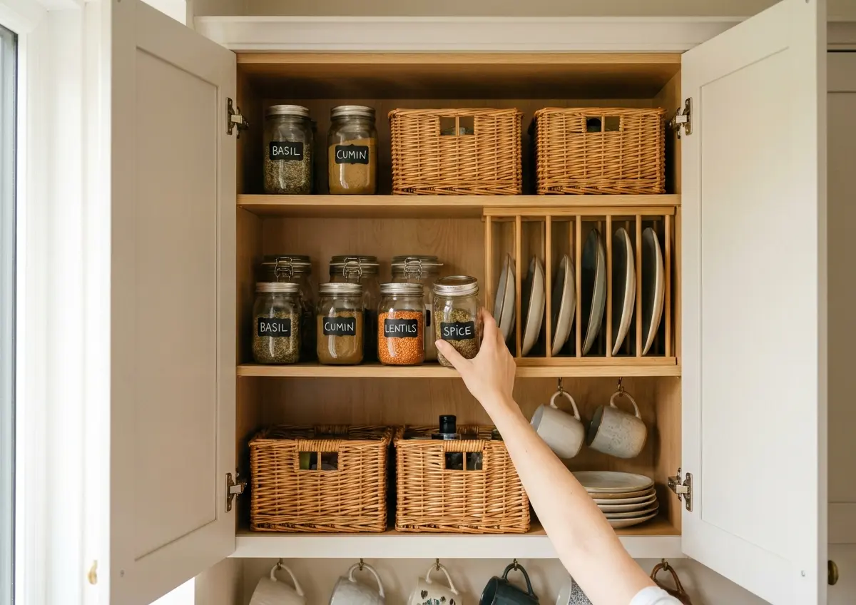 Como organizar armário de cozinha pequeno e otimizar espaço