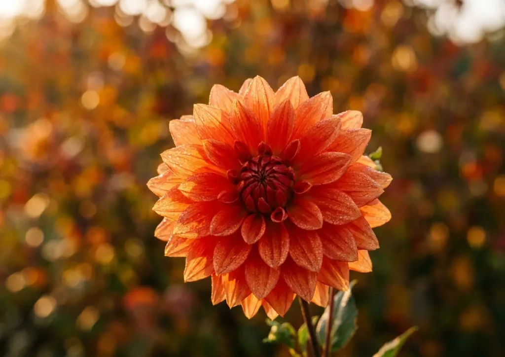 Flor outonal vibrante em destaque num jardim
