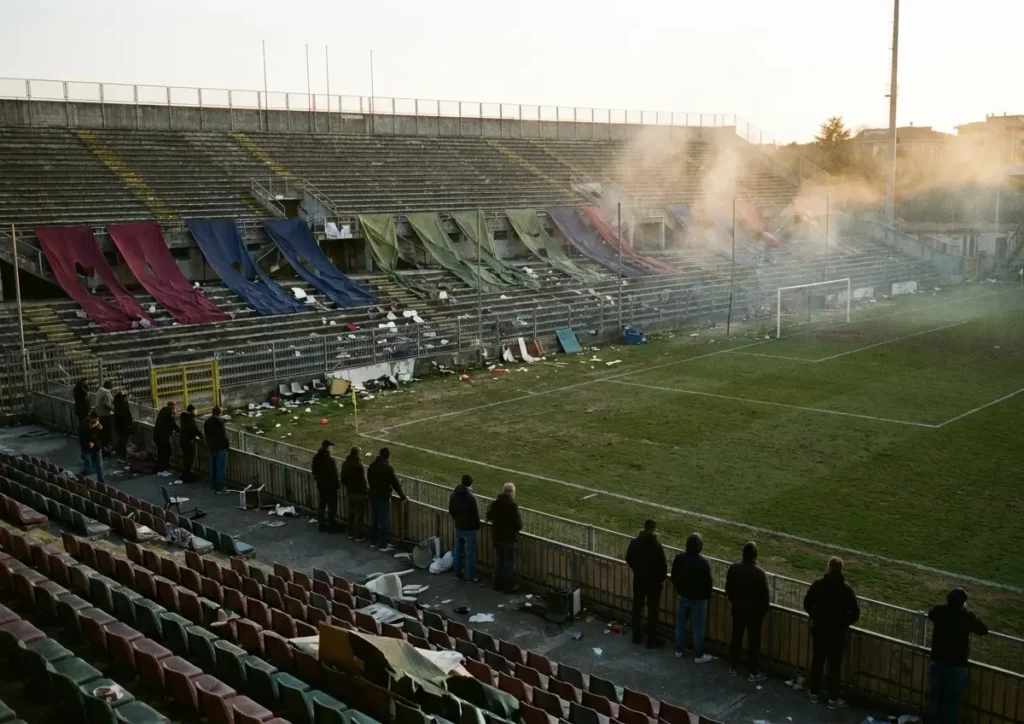 Crise em clubes com SAF expõe risco à economia e torcida de Brasília Estádio vazio com faixas rasgadas e torcedores de costas