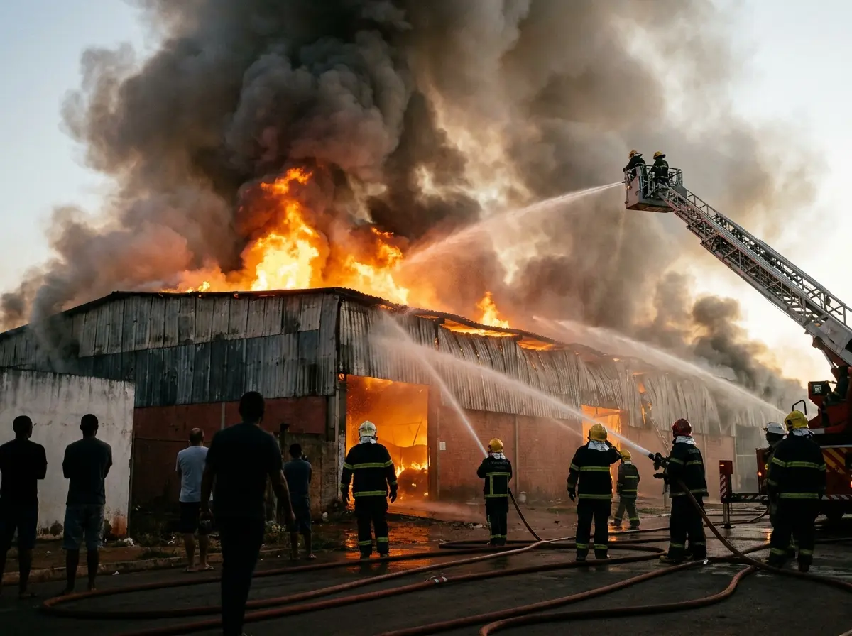 Incêndio em galpão de Ceilândia preocupa DF
