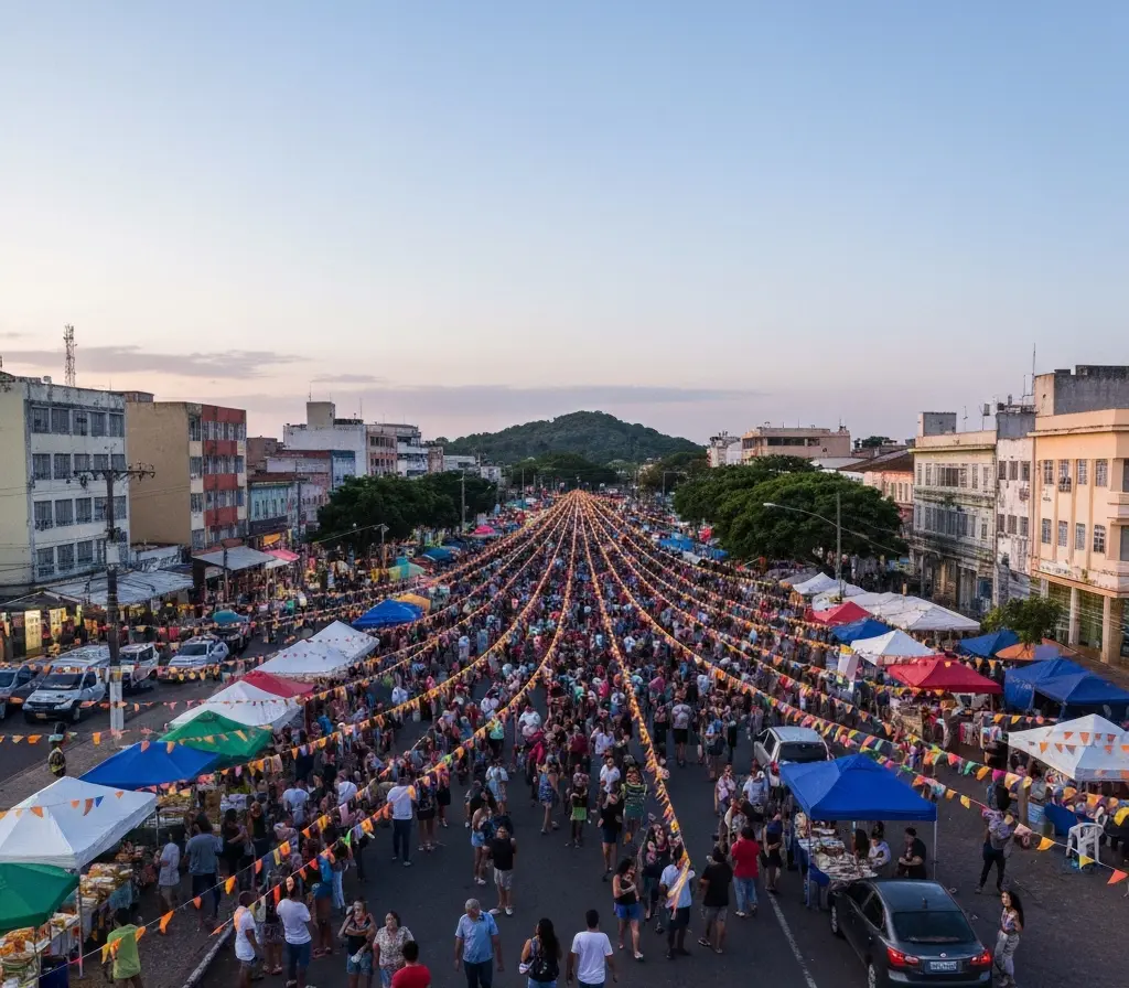 Candangão junino 2026 lota Samambaia e movimenta trânsito e comércio Multidão na praça de Samambaia durante o primeiro dia do Candangão Junino 2026