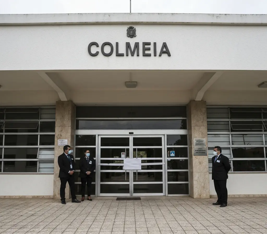 Colmeia: justiça adia pela 3ª vez desativação de ala psiquiátrica no DF Fachada da ala psiquiátrica da Colmeia com portão lacrado e duas silhuetas de costas