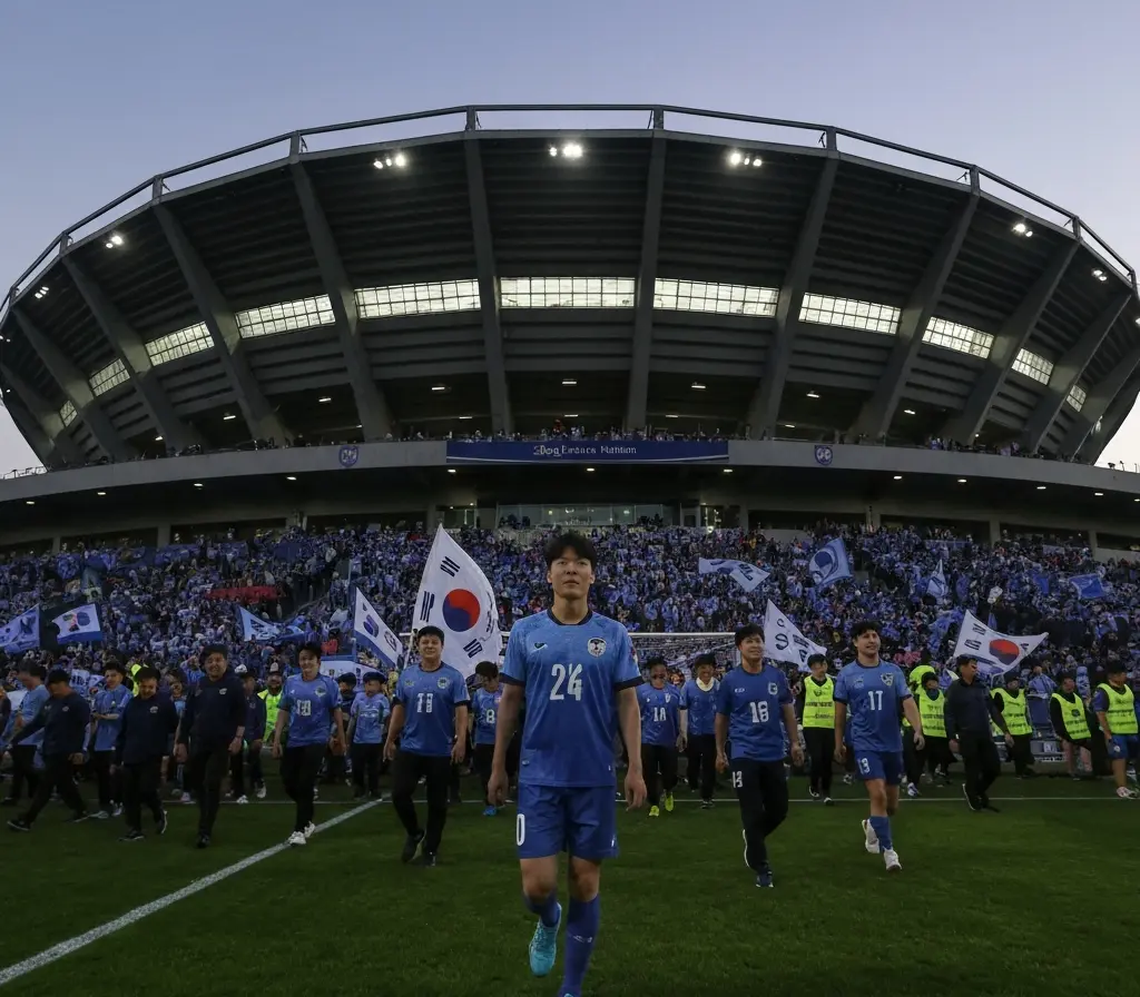 Coreia do Sul e Tcheca fecham 1º dia da Copa; onde ver em Brasília Multidão de torcedores com bandeiras entrando em estádio ao entardecer, rostos não identificáveis