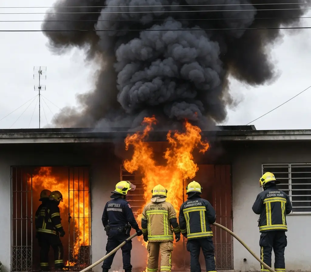 Incêndio consome casa em Planaltina e reforça alerta sobre socorro no DF Casa em chamas em Planaltina com bombeiros do DF combatendo o fogo.