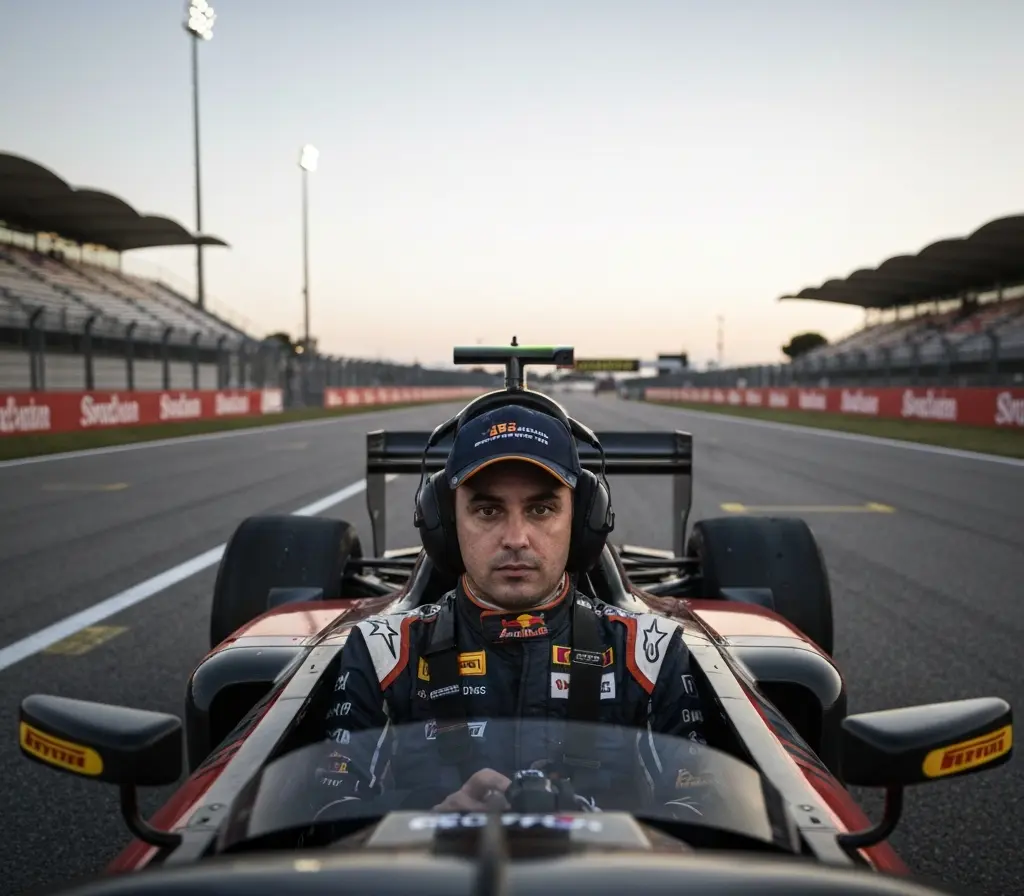 Rafael Câmara conquista pole em Barcelona e amplia chances no campeonato da F2 Piloto de Fórmula 2 no cockpit em Barcelona, capacete visto de três quartos de costas