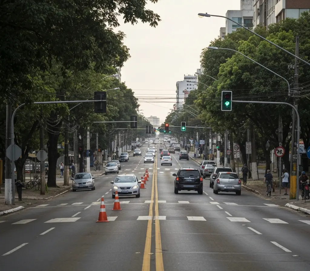 Reaberta 4ª avenida, acesso ao Sudoeste reduz pontos de retenção 4ª Avenida reaberta com fluxo de veículos e agentes de trânsito de costas