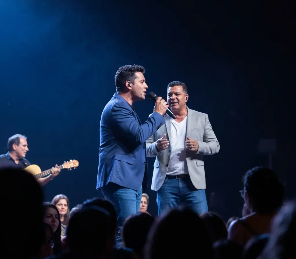 João Gomes, K Festival e Praia Festival agitam fim de semana em Brasília Silhueta de cantor João Gomes de costas no palco com público desfocado e confetes
