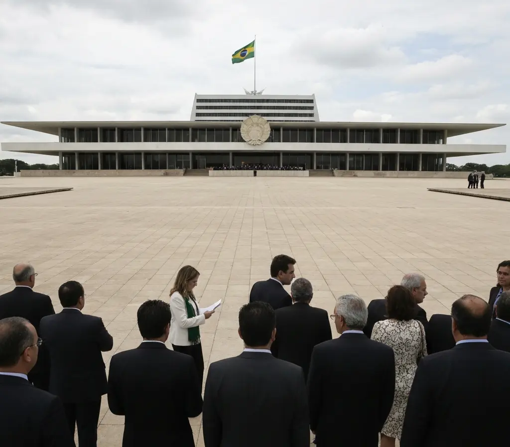 Planalto assume política de minerais críticos e muda regras que afetam Brasília Fachada do Palácio do Planalto com assessores vistos de costas nas escadarias